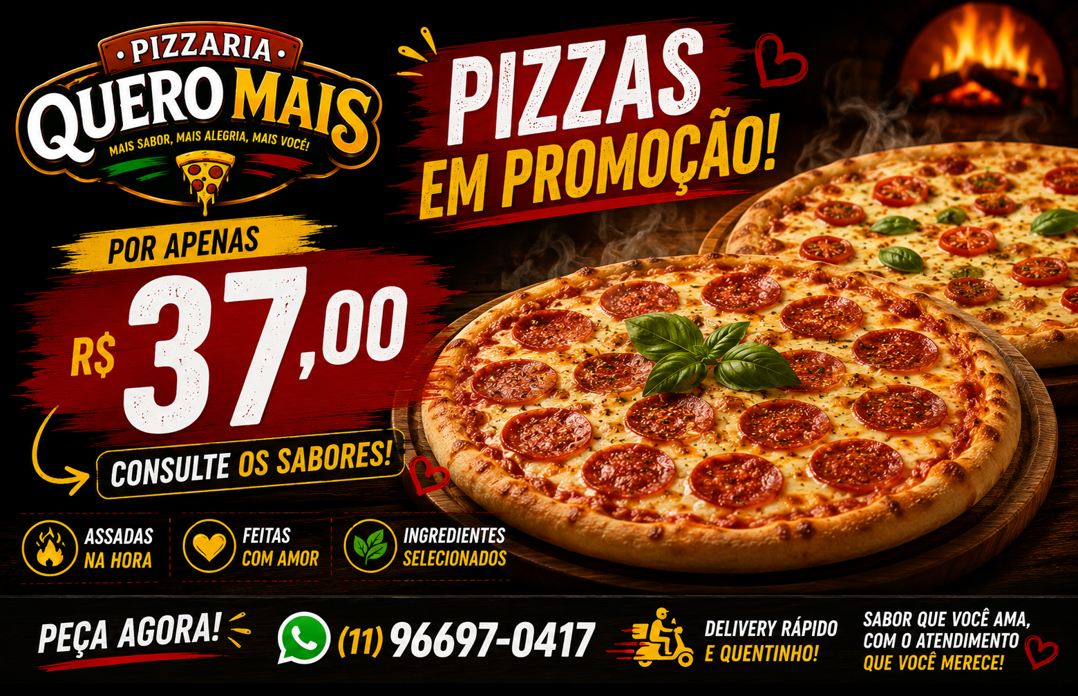 Pizza com borda recheada Quero Mais
